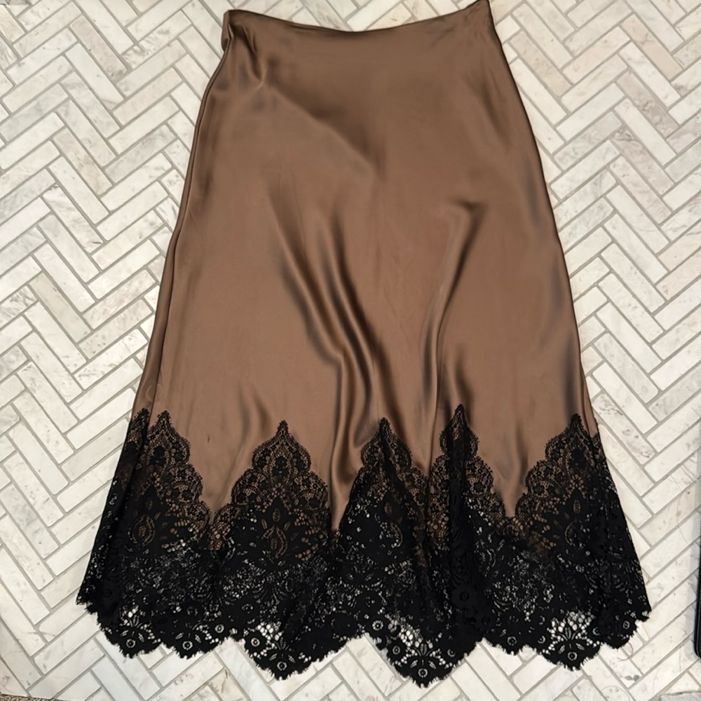 Zara satin lace midi skirt